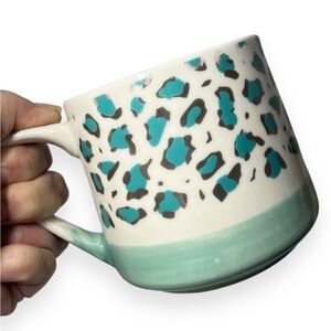 Leopard Stoneware Coffee Mug Sheffield Home 18‎ oz Green Aquamarine New